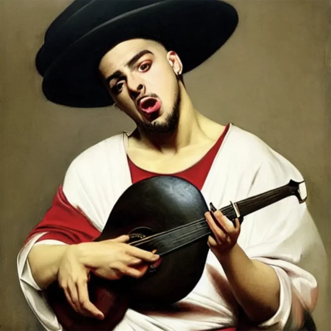 Bad Bunny in the style of Anonymous     56