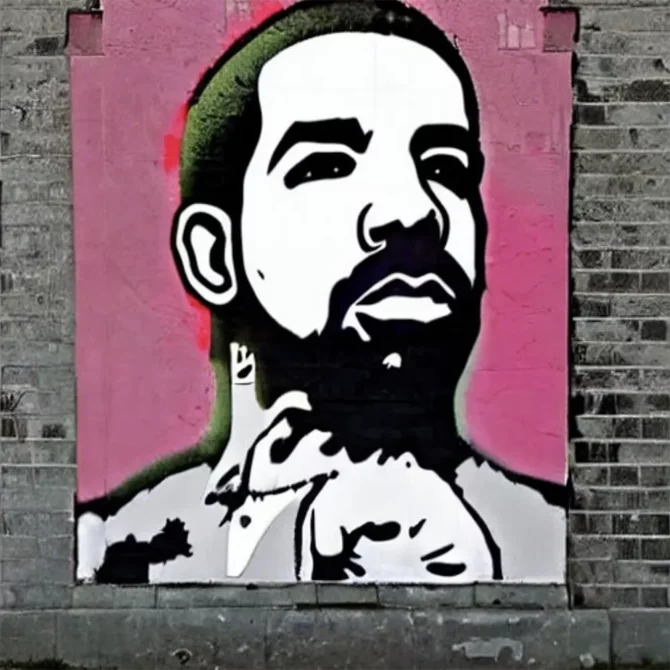 Drake in the style of Banksy     21