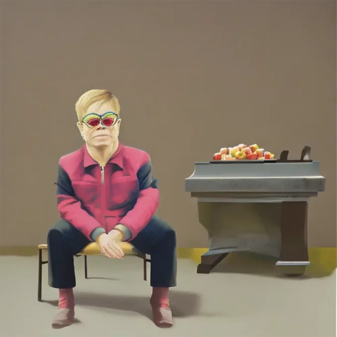 Elton John in the style of Liu Xiaodong     3