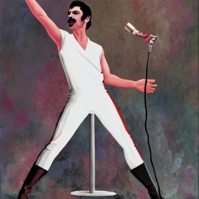 Freddie Mercury in the style of Lisa Yuskavage     4