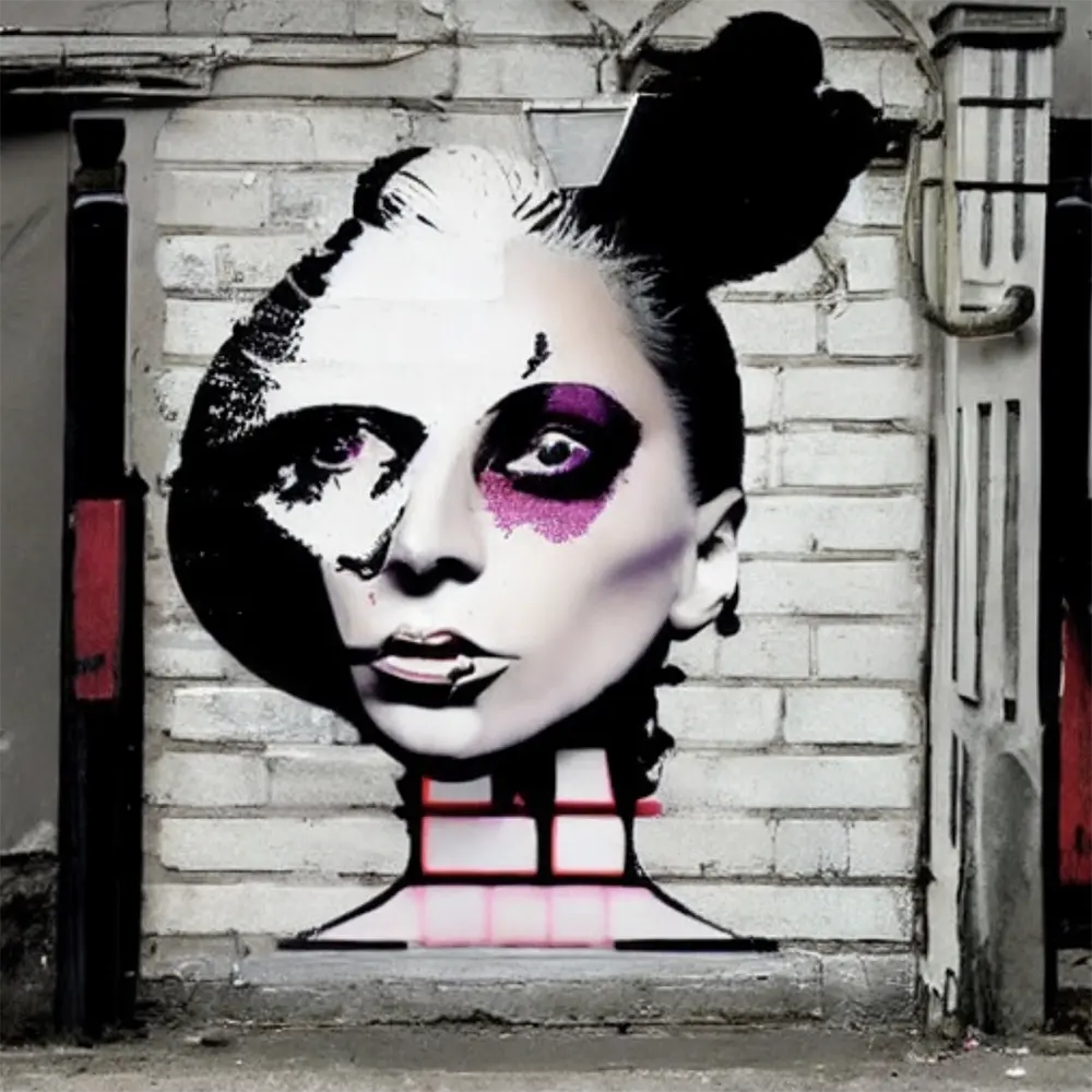 Lady Gaga in the style of Banksy 66