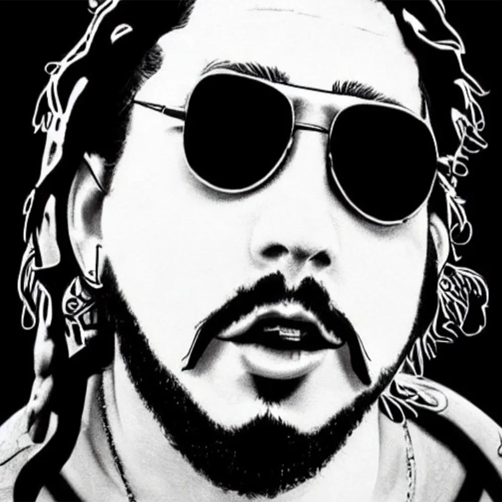 Post Malone in the style of Banksy 12