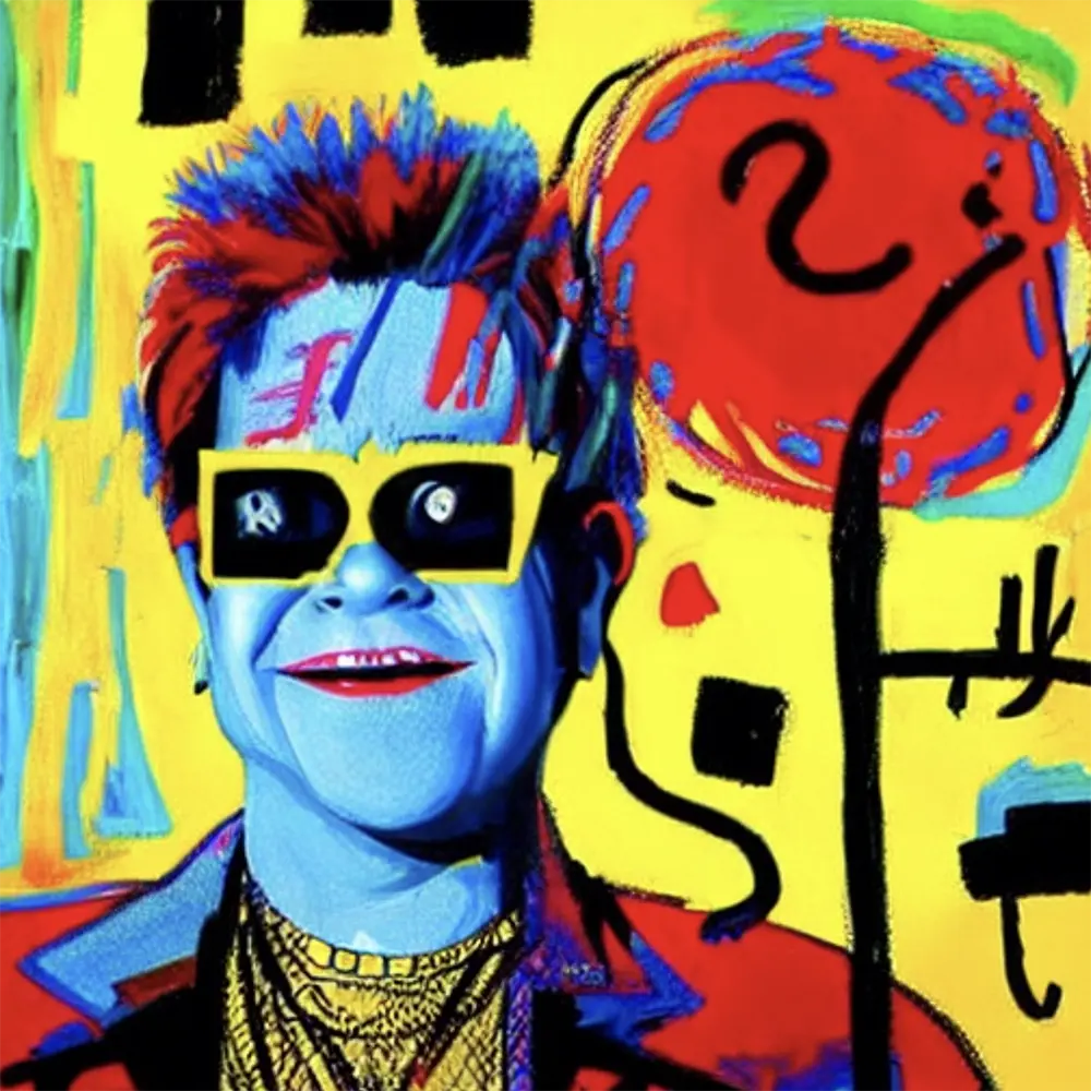 Elton John in the style of Jean-Michel Basquiat 26