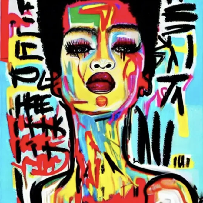 Rihanna in the style of Jean-Michel Basquiat     2
