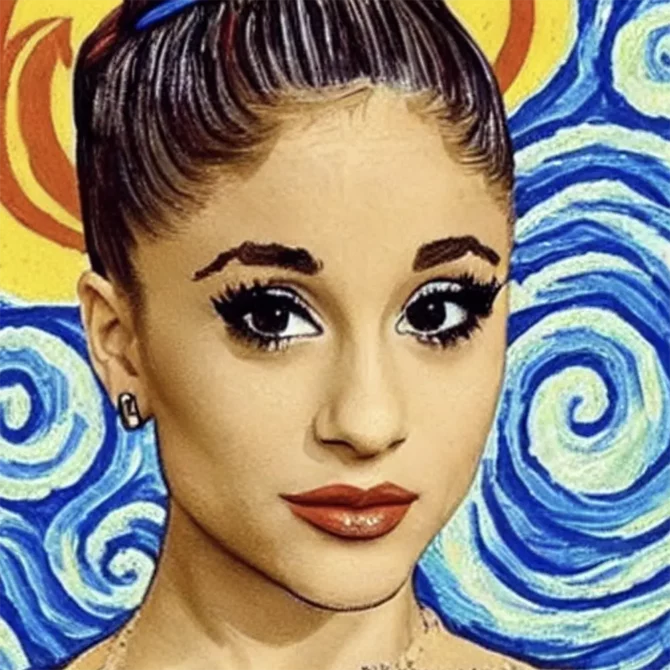 Ariana Grande in the style of Vincent van Gogh 5 - Artists Meet Artists