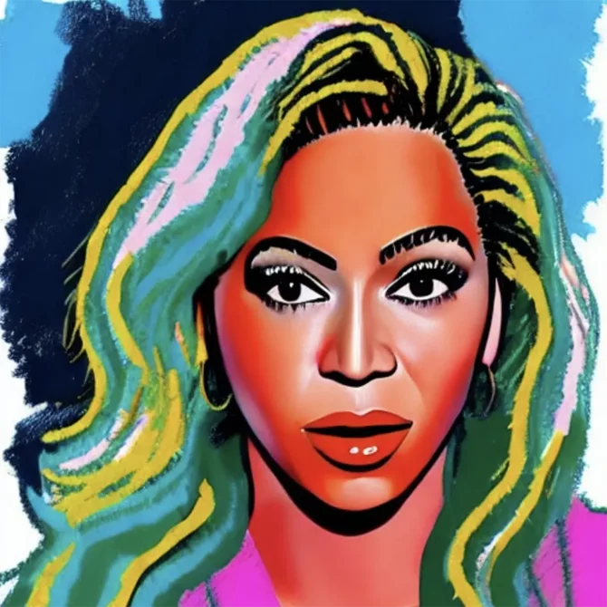 Beyonce in the style of David Hockney 12 - Artists Meet Artists