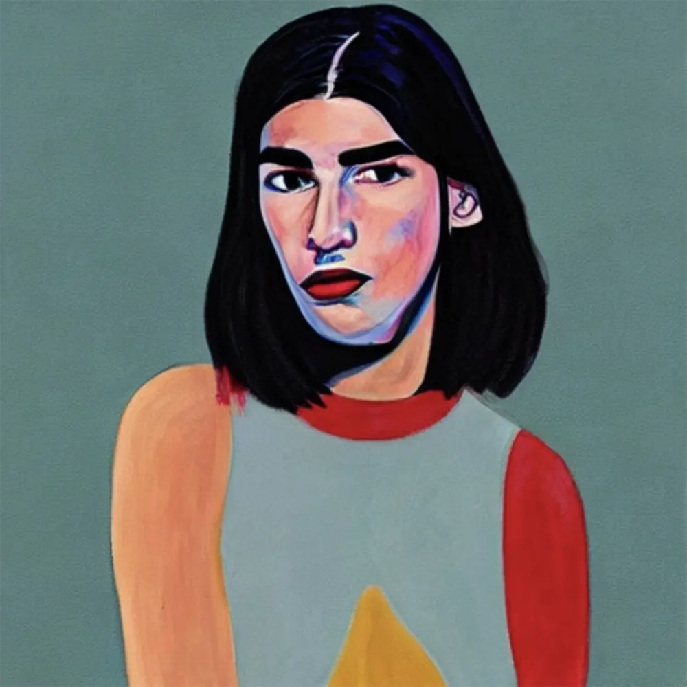 Dua Lipa in the style of Alice Neel 2