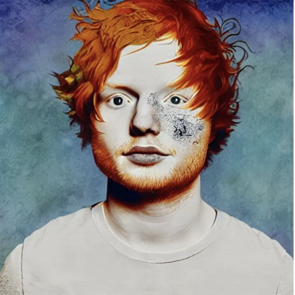 Ed Sheeran in the style of Wangechi Mutu 5