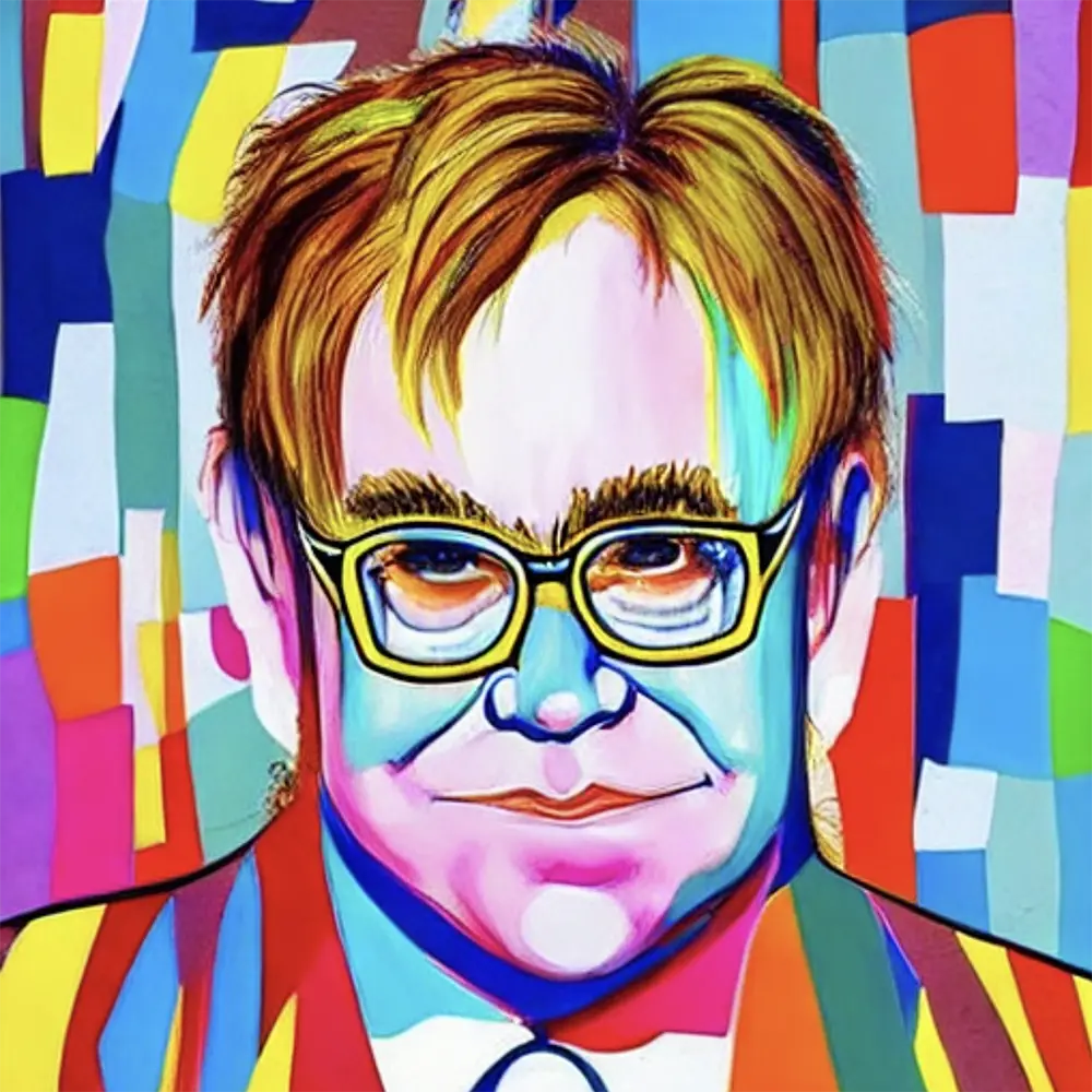Elton John in the style of George Condo 3