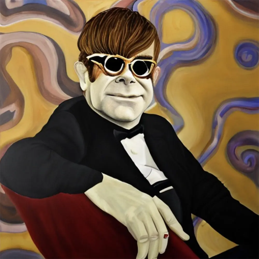 Elton John in the style of Lucian Michael Freud 7