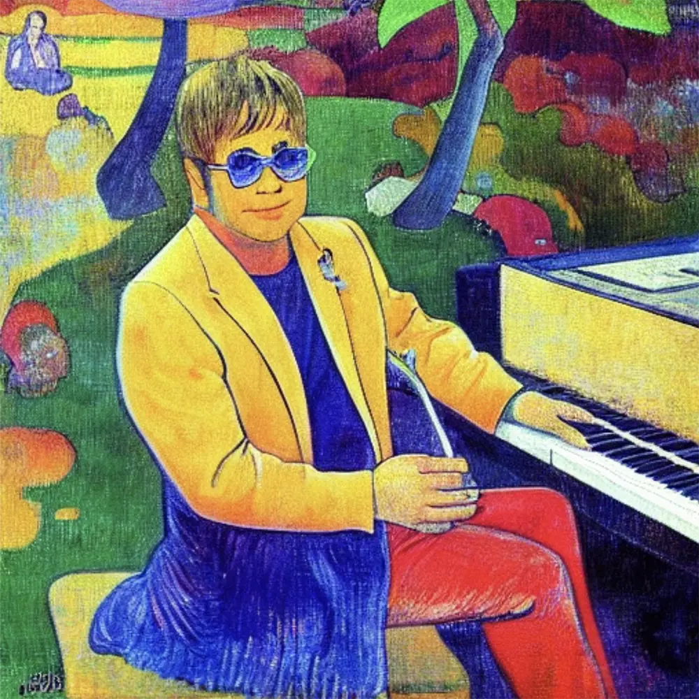 Elton John in the style of Paul Gauguin 3