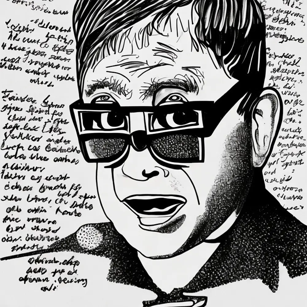 Elton John in the style of David Shrigley 2