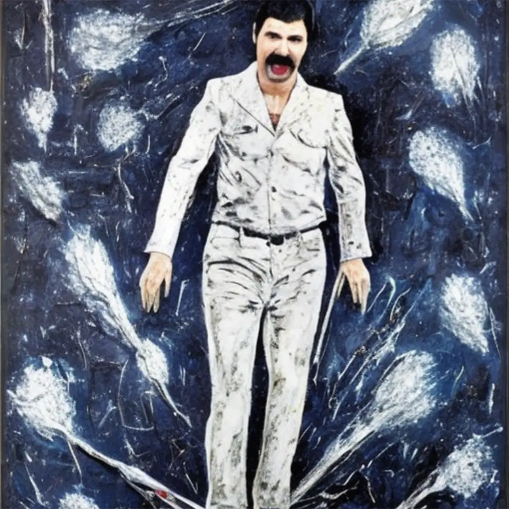 Freddie Mercury in the style of Anselm Kiefer 32