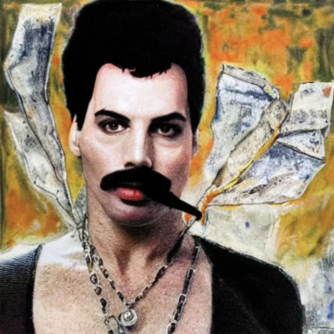 Freddie Mercury in the style of Anselm Kiefer 40 - Artists Meet Artists