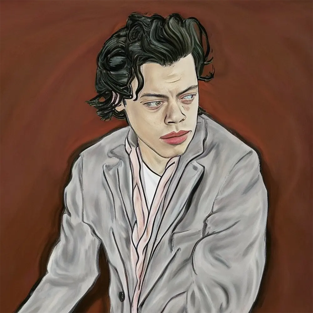 Harry Styles in the style of Lucian Michael Freud 6