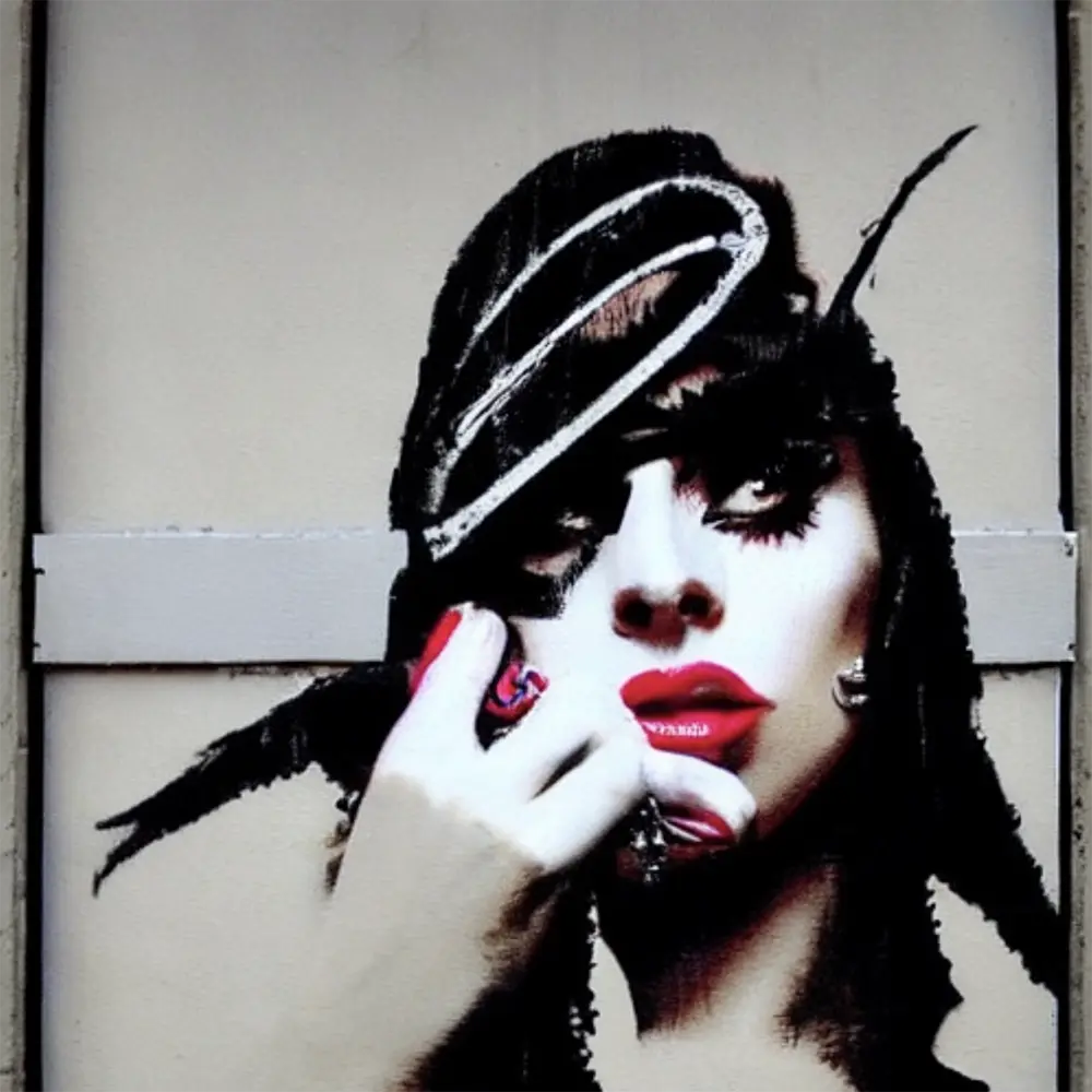 Lady Gaga in the style of Banksy 44