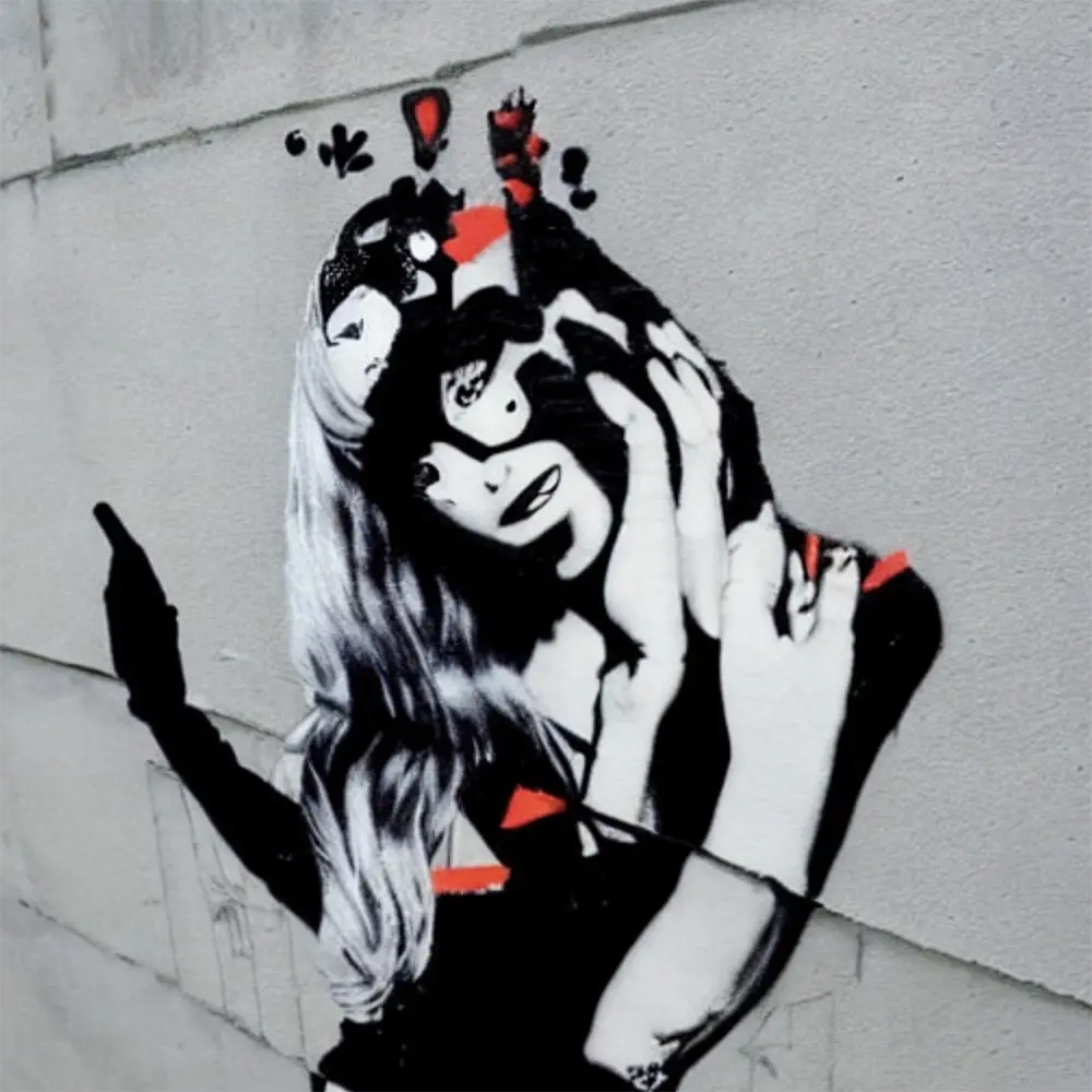 Lady Gaga in the style of Banksy 56