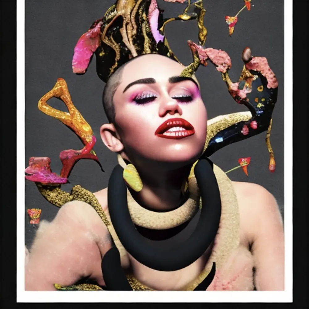 Miley Cyrus in the style of Wangechi Mutu 9