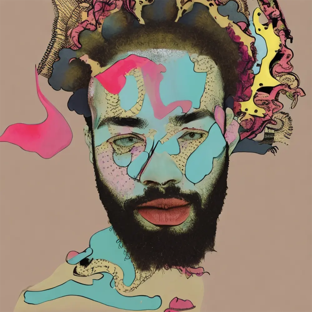 Post Malone in the style of Wangechi Mutu 3