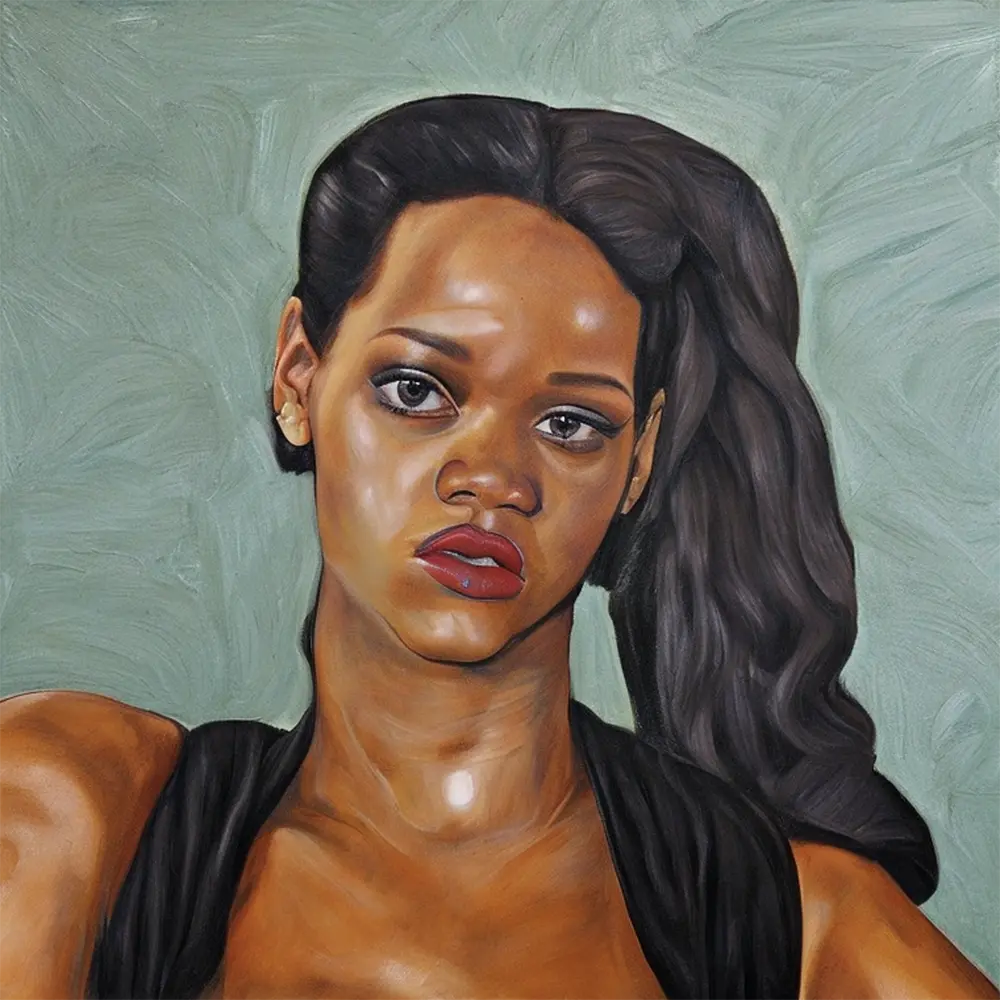 Rihanna in the style of Lucian Michael Freud 3