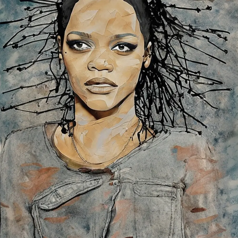 Rihanna in the style of Anselm Kiefer 16