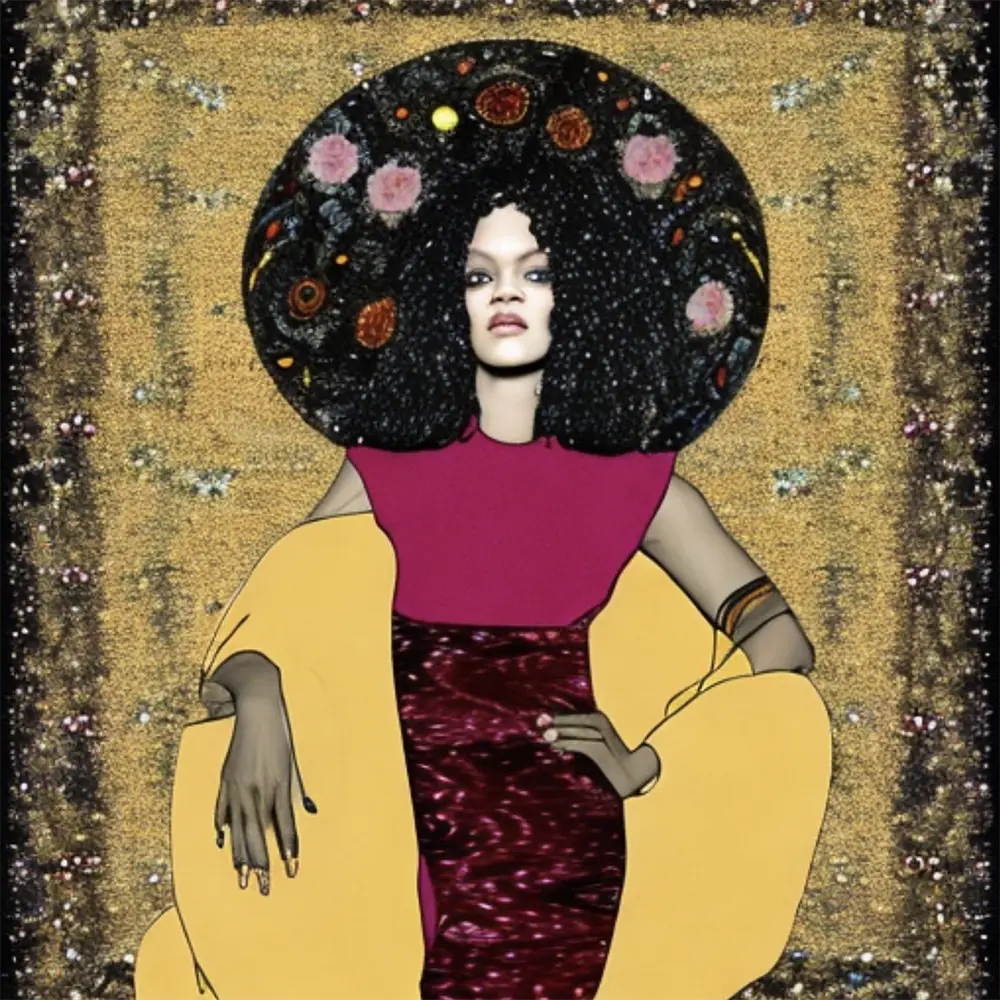 Rihanna in the style of Gustav Klimt     8