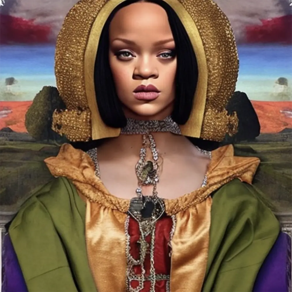Rihanna in the style of Jan van Eyck 2